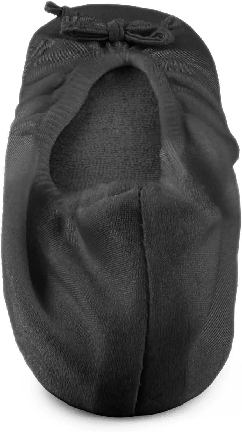 Muk Luks Women's Black Stretch Satin Ballerina Slipper Medium Pair Of Shoes