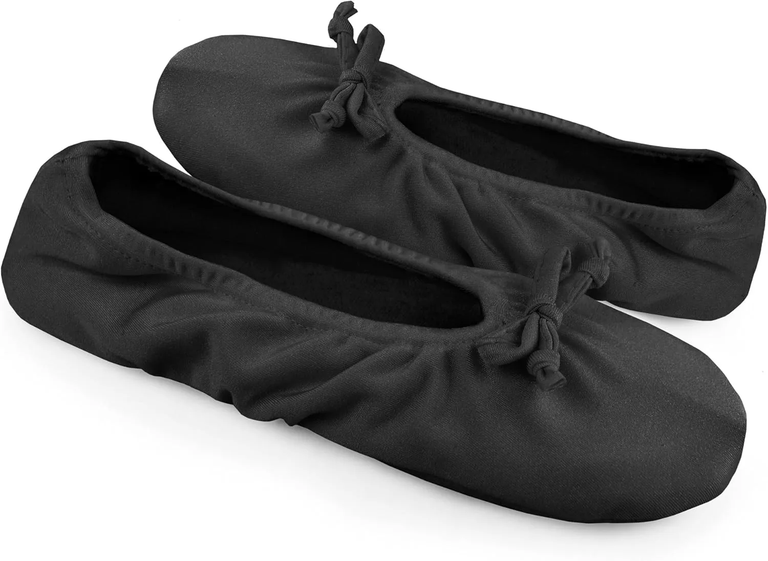 Muk Luks Women's Black Stretch Satin Ballerina Slipper Medium Pair Of Shoes