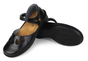 Naot Motiff Black Madras Leather Mary Jane Velcro Made In Israel
