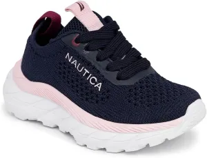 Nautica Girls Toddler Knit Slip-On Sneakers with Max Comfort Sole, Bungee Closure, Tennis Running Shoes for School and Play (Toddler/Little Kid)