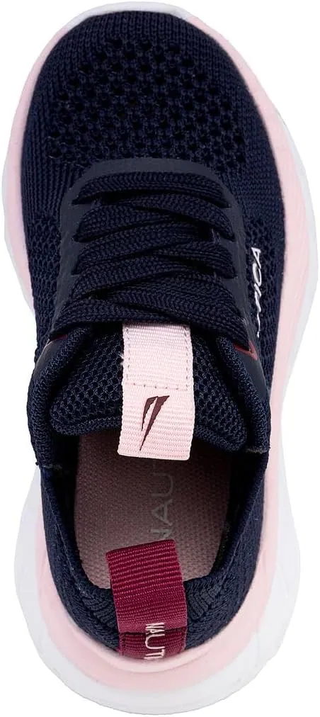 Nautica Girls Toddler Knit Slip-On Sneakers with Max Comfort Sole, Bungee Closure, Tennis Running Shoes for School and Play (Toddler/Little Kid)
