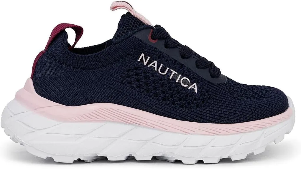 Nautica Girls Toddler Knit Slip-On Sneakers with Max Comfort Sole, Bungee Closure, Tennis Running Shoes for School and Play (Toddler/Little Kid)