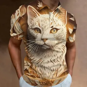 New 3d Animal Print Polo Shirt For Men Retro MenS Polo T-Shirt Street Fashion Men Clothing Oversized Loose Golf Sweatshirt Top