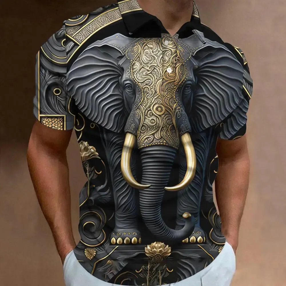 New 3d Animal Print Polo Shirt For Men Retro MenS Polo T-Shirt Street Fashion Men Clothing Oversized Loose Golf Sweatshirt Top