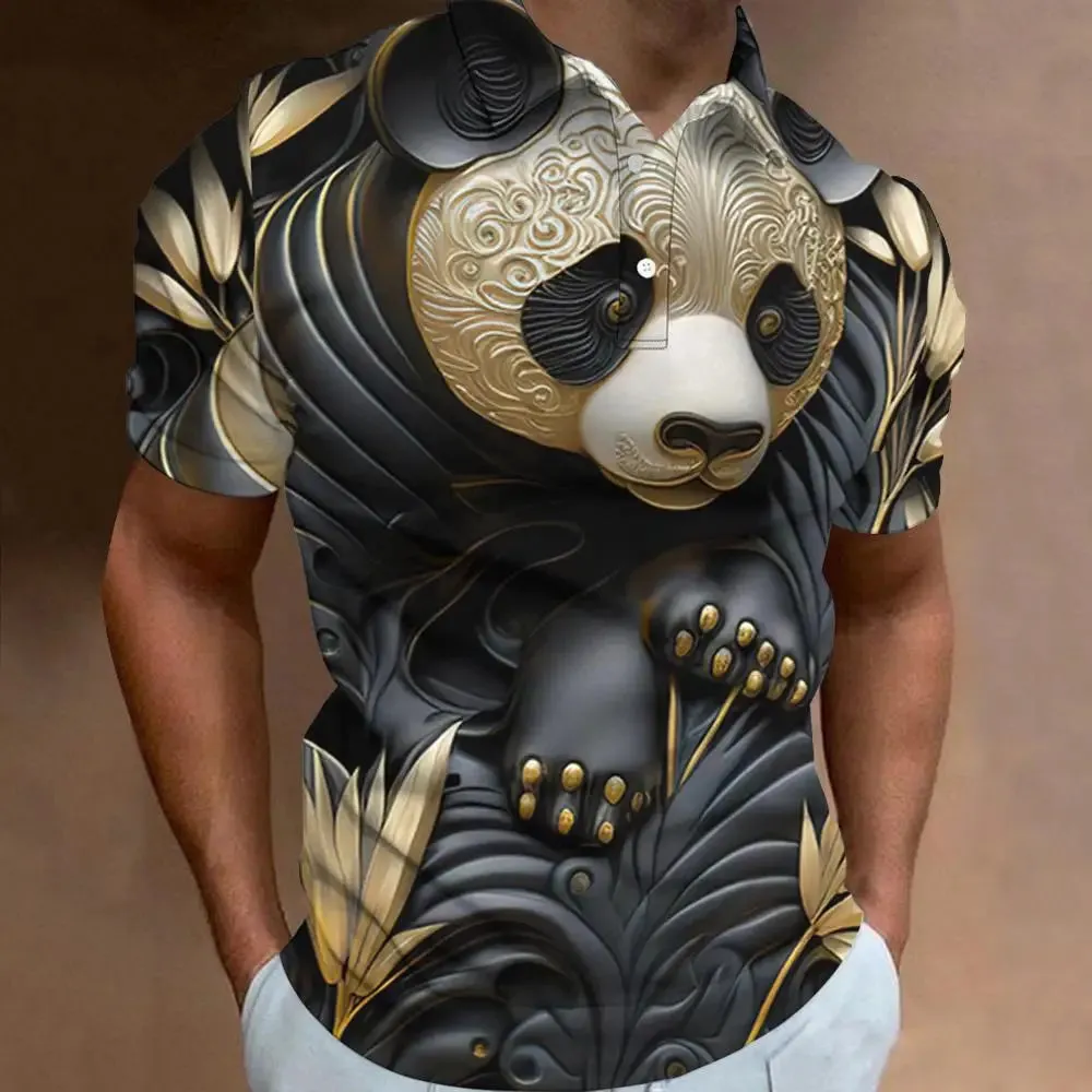 New 3d Animal Print Polo Shirt For Men Retro MenS Polo T-Shirt Street Fashion Men Clothing Oversized Loose Golf Sweatshirt Top
