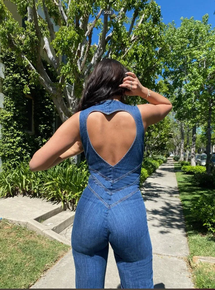 New Slim-fit Sexy Heart-shaped Backless Jumpsuit