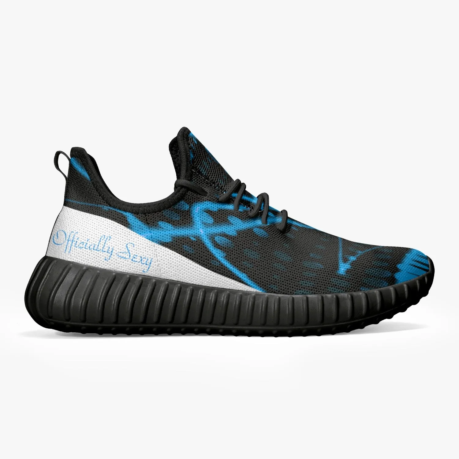 Officially Sexy Baby Blue & White Laser Print Mesh Knit Sneakers - With White or Black Sole