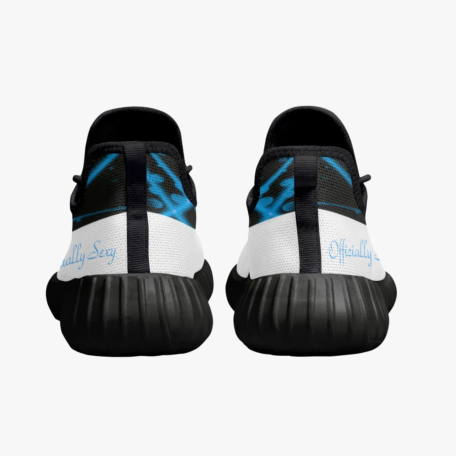 Officially Sexy Baby Blue & White Laser Print Mesh Knit Sneakers - With White or Black Sole