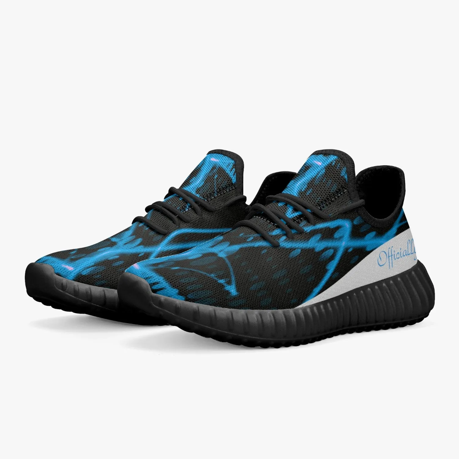 Officially Sexy Baby Blue & White Laser Print Mesh Knit Sneakers - With White or Black Sole