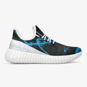 Officially Sexy Baby Blue & White Laser Print Mesh Knit Sneakers - With White or Black Sole
