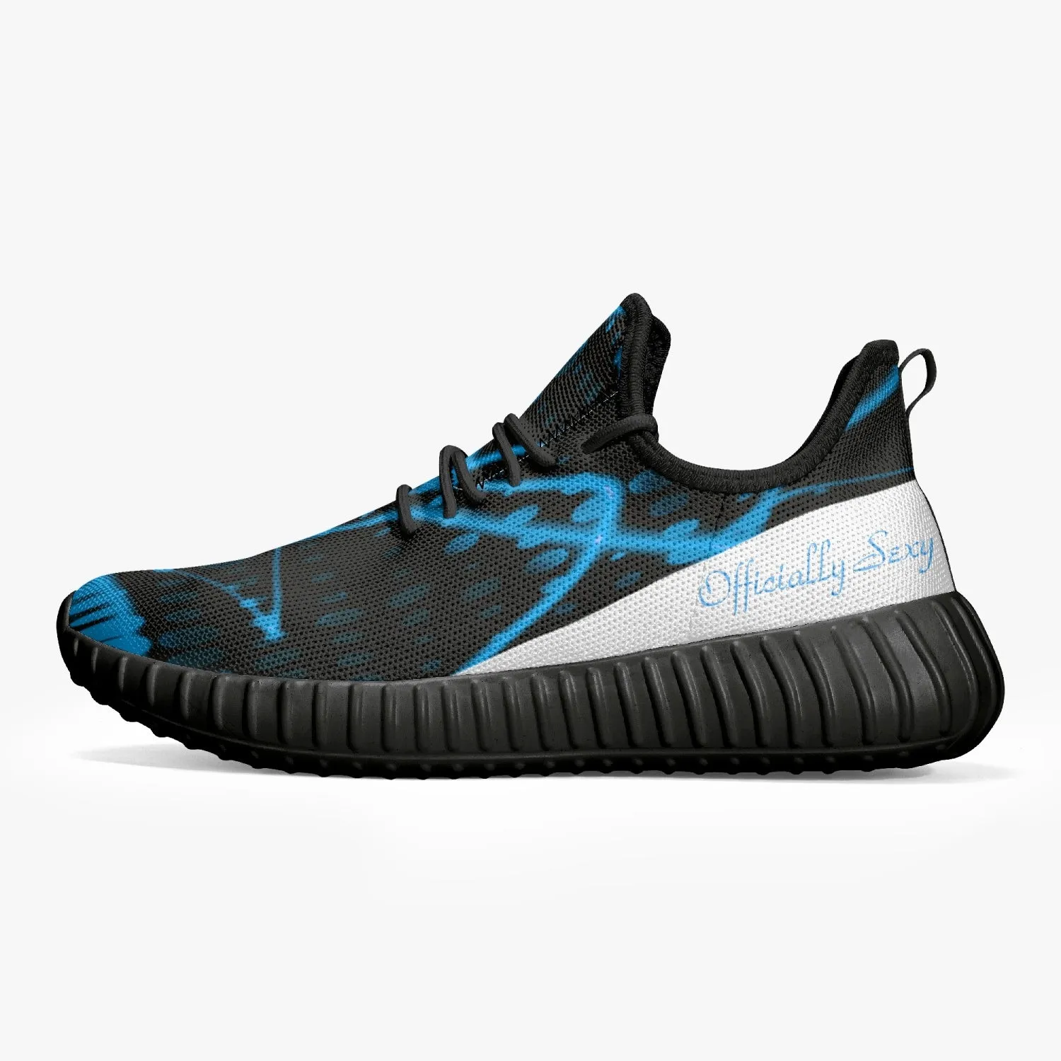 Officially Sexy Baby Blue & White Laser Print Mesh Knit Sneakers - With White or Black Sole