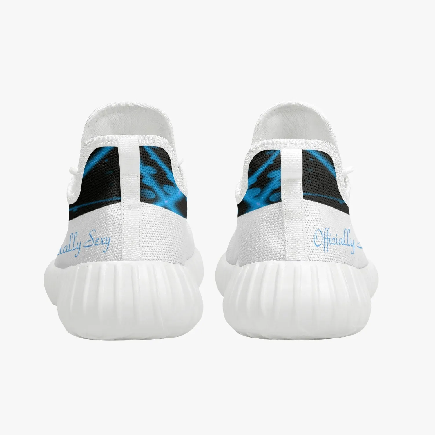 Officially Sexy Baby Blue & White Laser Print Mesh Knit Sneakers - With White or Black Sole