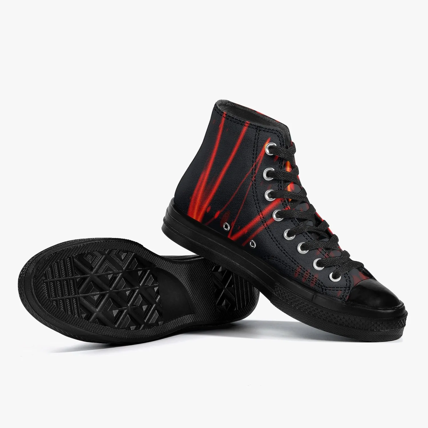 Officially Sexy Orange Laser High-Top Canvas Shoes - Black