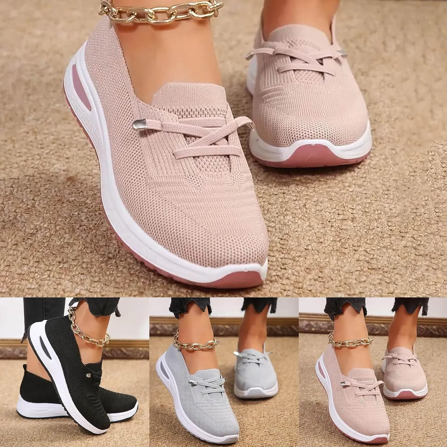 Orthopedic Shoes for Women, Women Wide Width Breathable Walking Comfortable Slip on Sneakers, Non Slip Food Service Lightweight Sneaker, Nurse Shoes Arch Support Sneakers