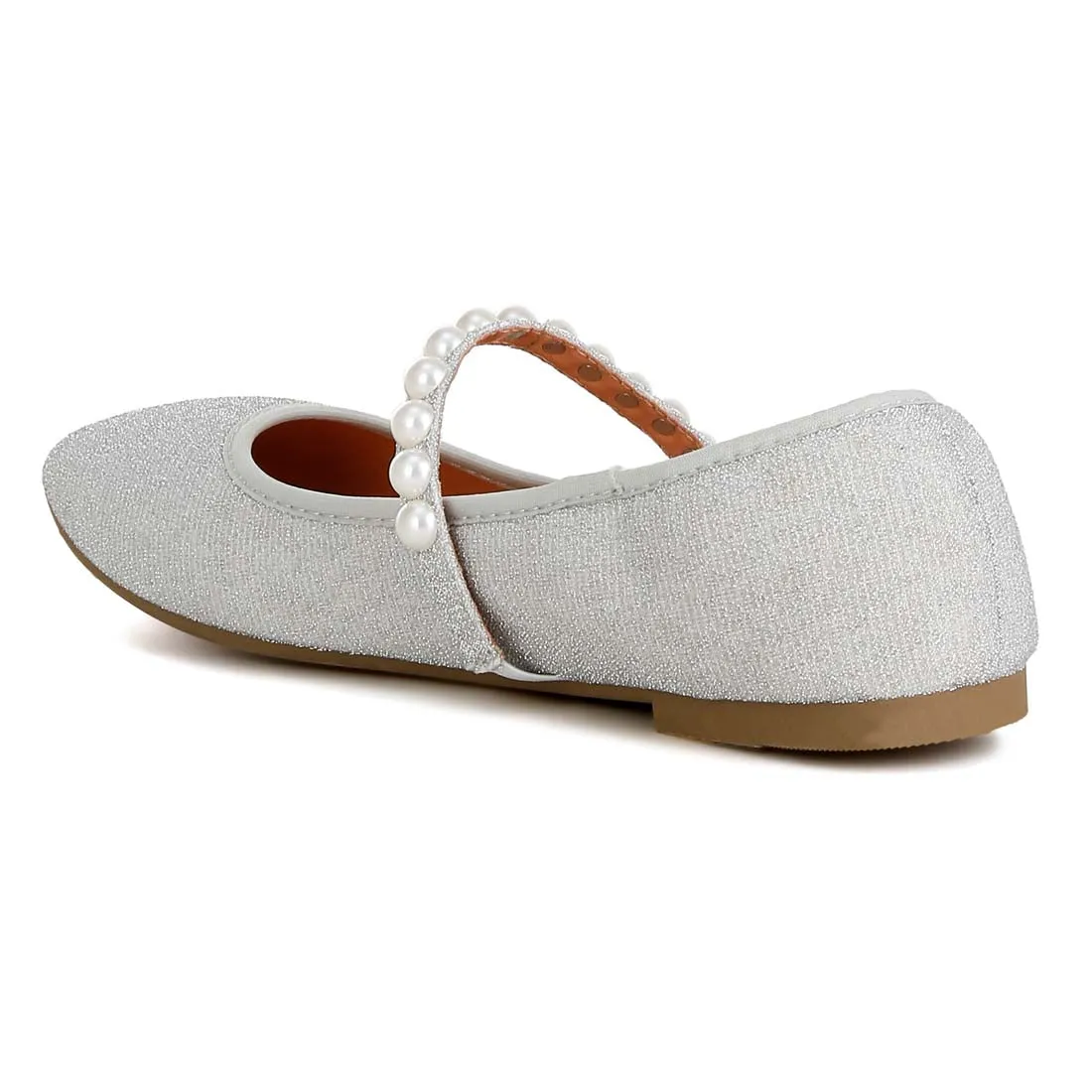Pearl Strapped Glitter Ballerinas