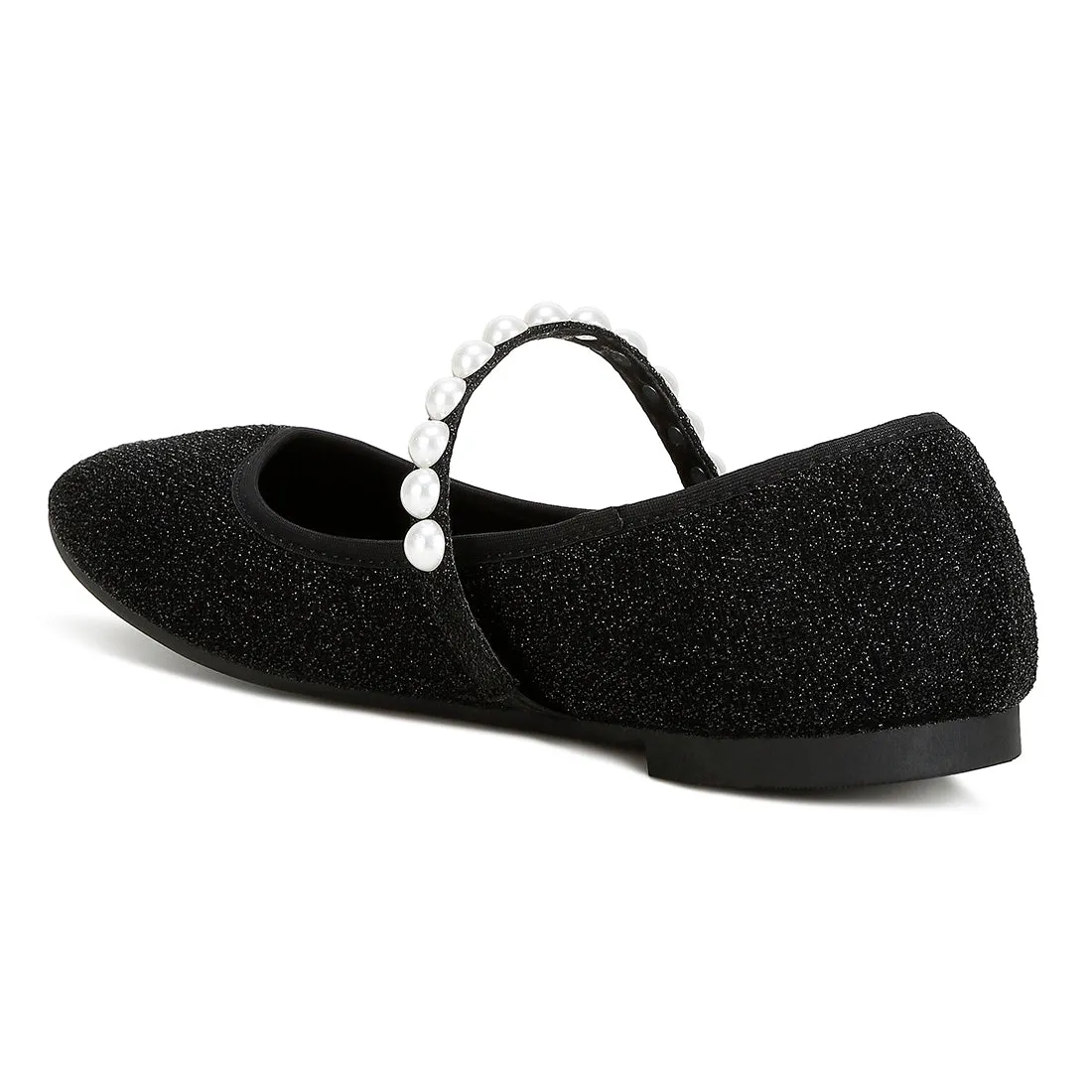 Pearl Strapped Glitter Ballerinas