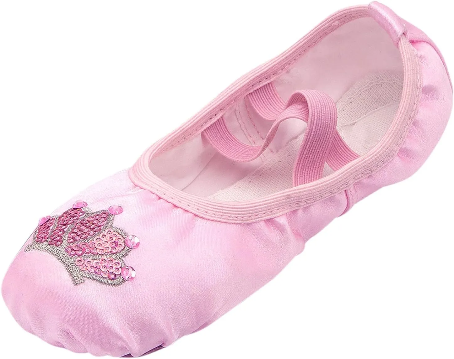 Pink Ballet Shoes Girls Satin Dance Practice Slippers Soft Lightweight with Elastic Laces for Yoga