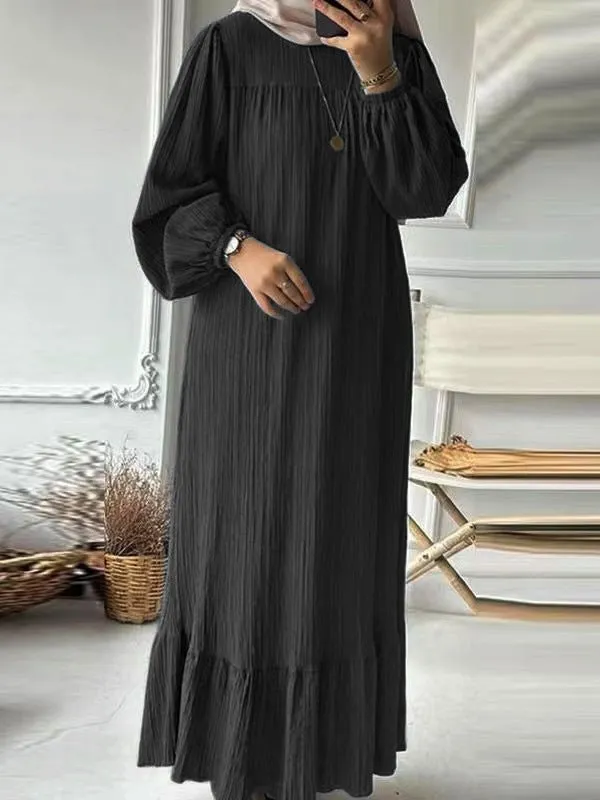 Pleated Ruffled Hem Abaya (MA112)