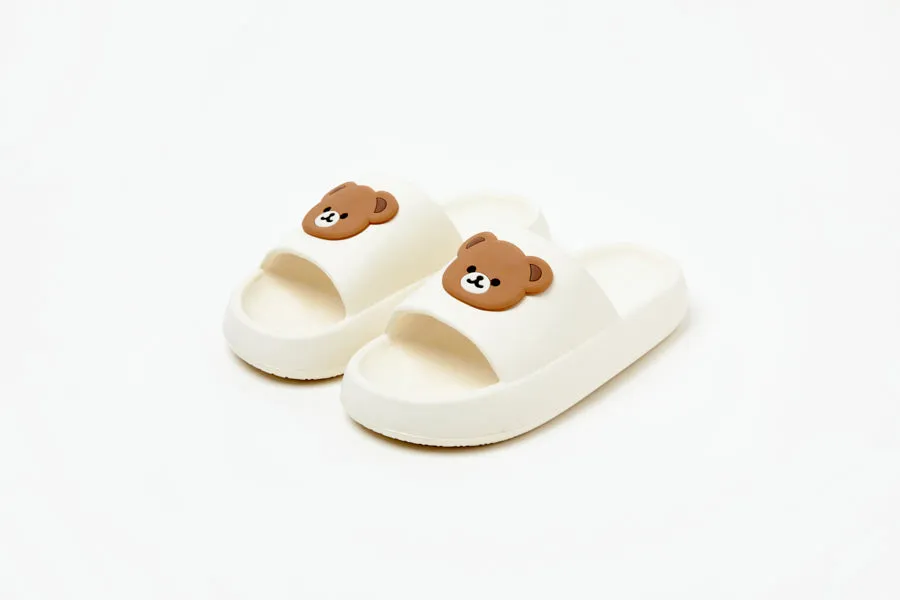 Pom Pom Slippers: Bear 255 (White)