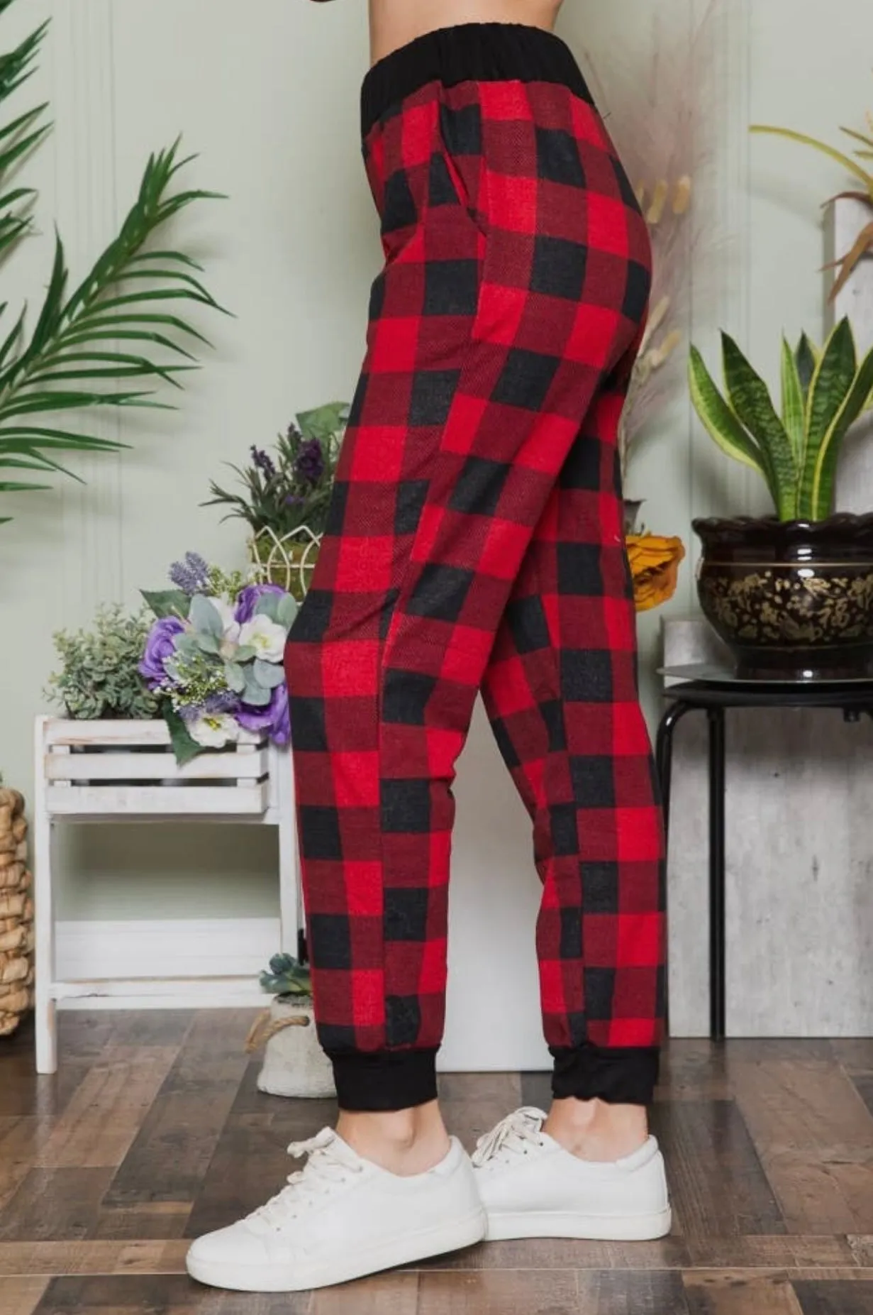 Red Plaid Joggers