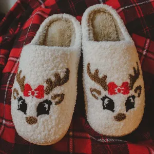 Reindeer Face Christmas Sherpa Wholesale Slippers