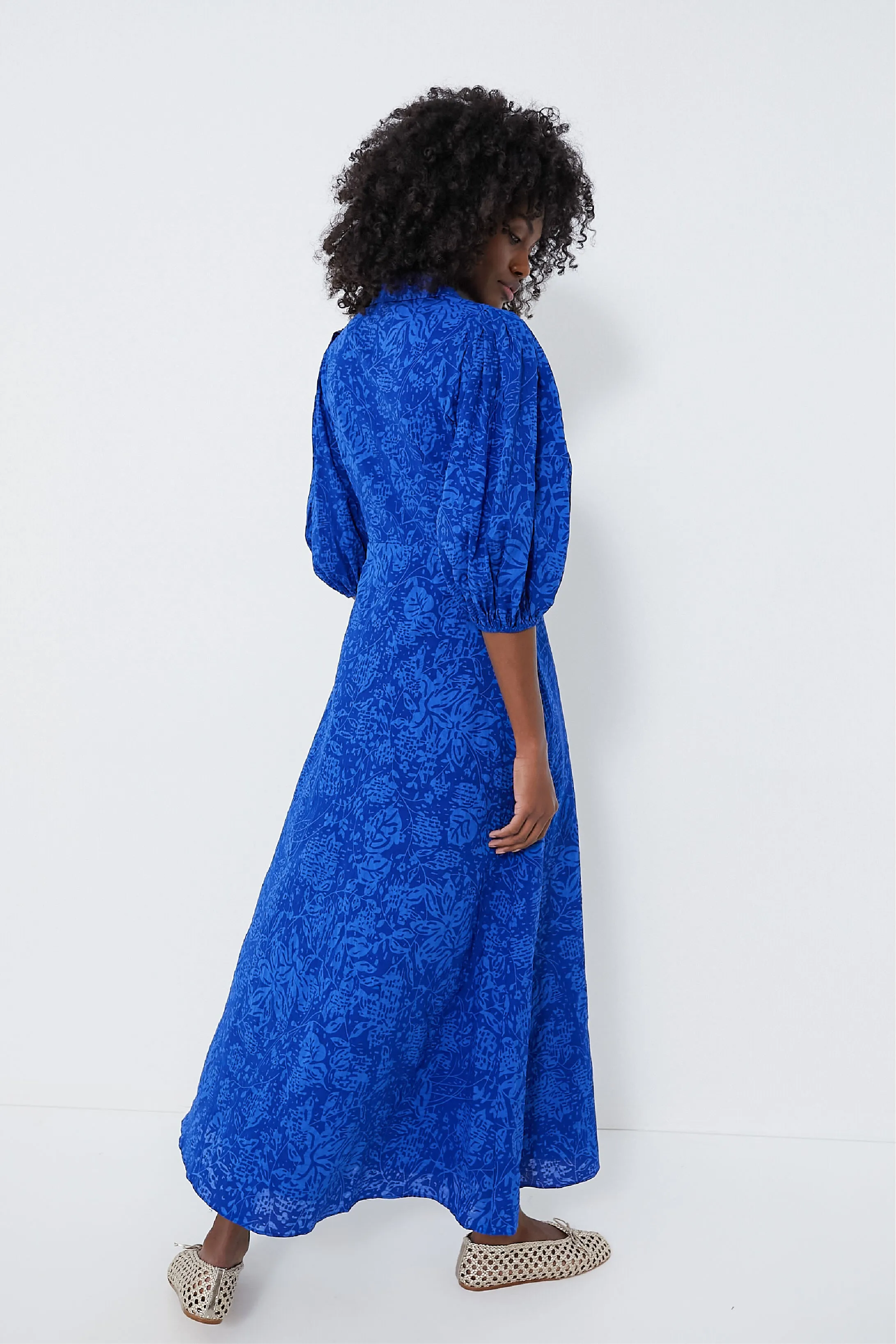 Royal Blue Button Front Brady Maxi Dress
