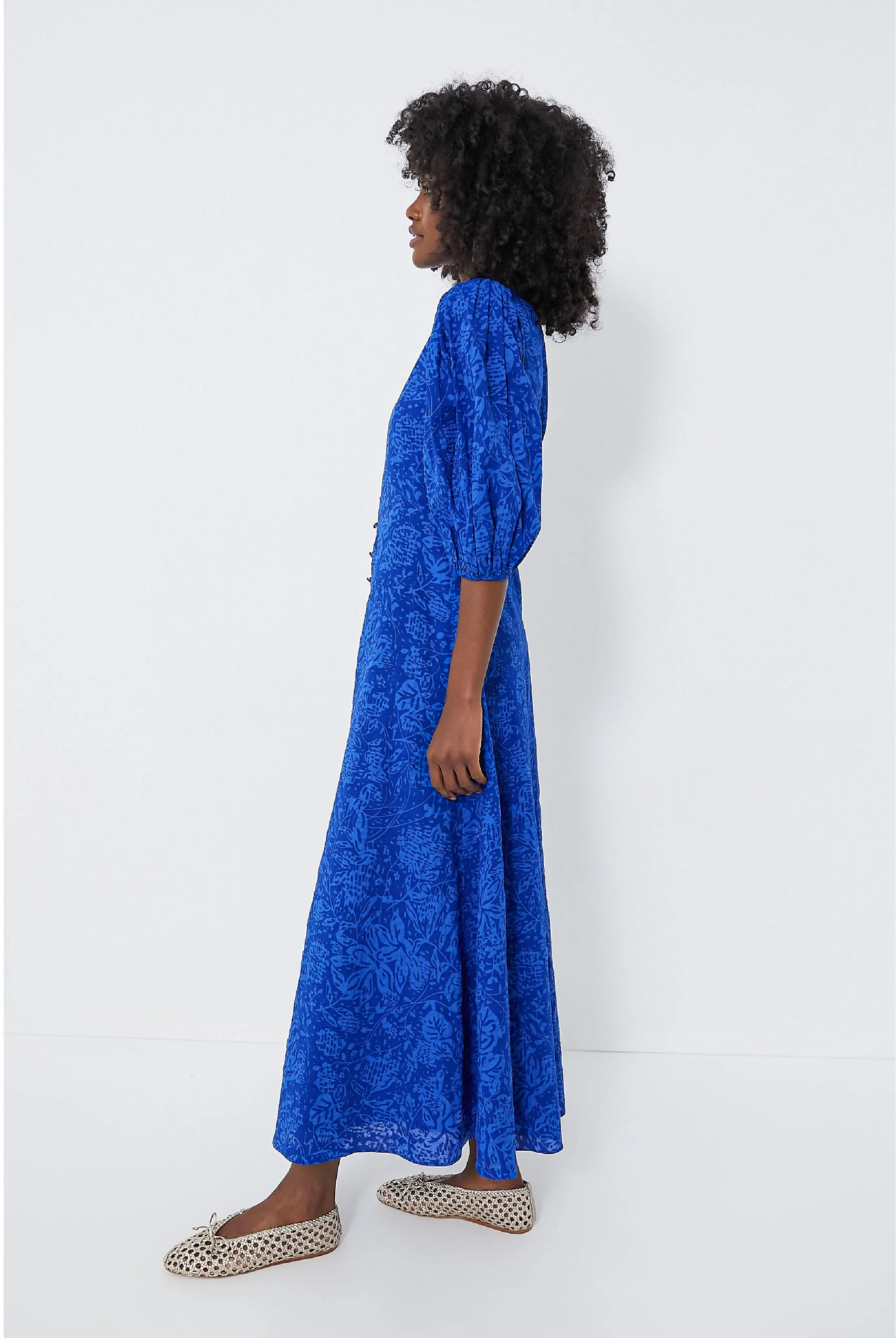 Royal Blue Button Front Brady Maxi Dress