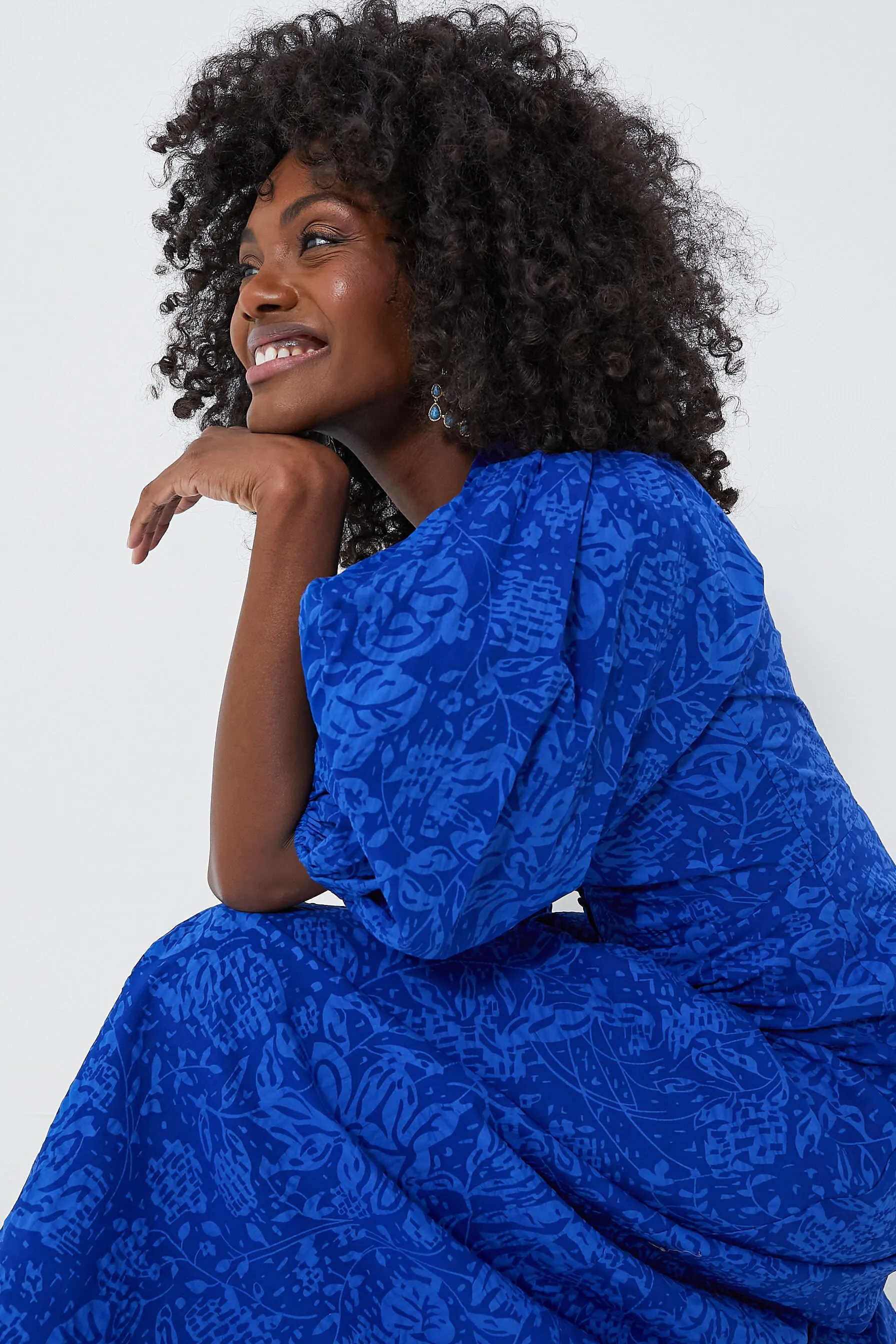 Royal Blue Button Front Brady Maxi Dress