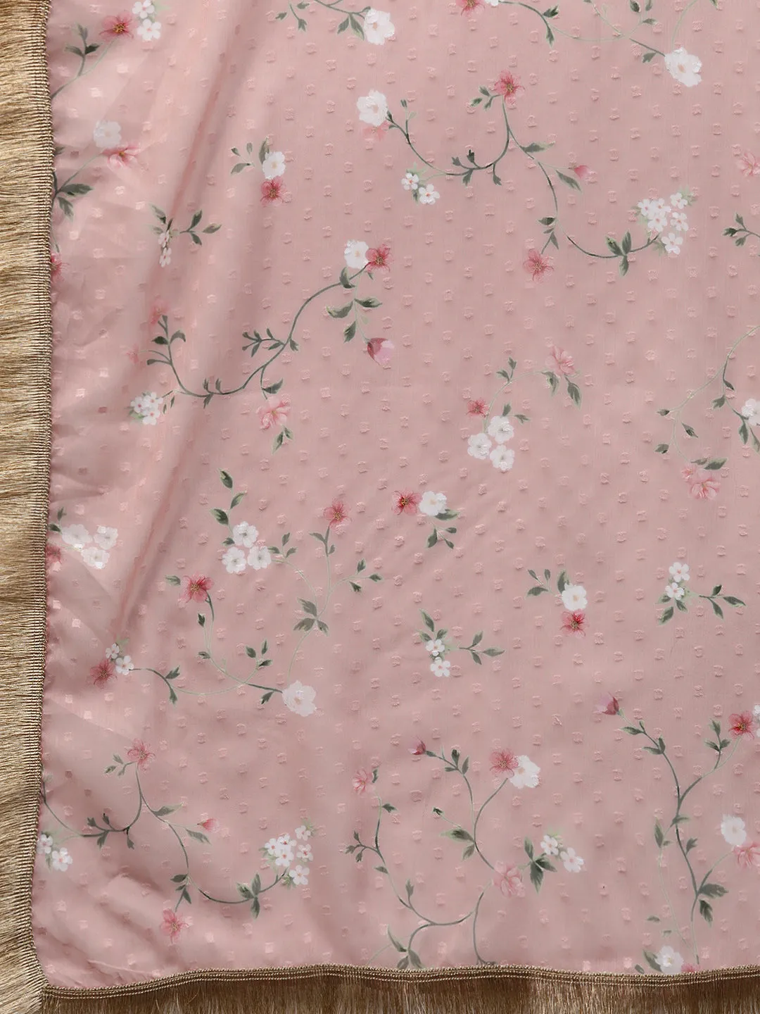 Sea Green & Pink Printed Straight Kurta with Palazzos & Dupatta