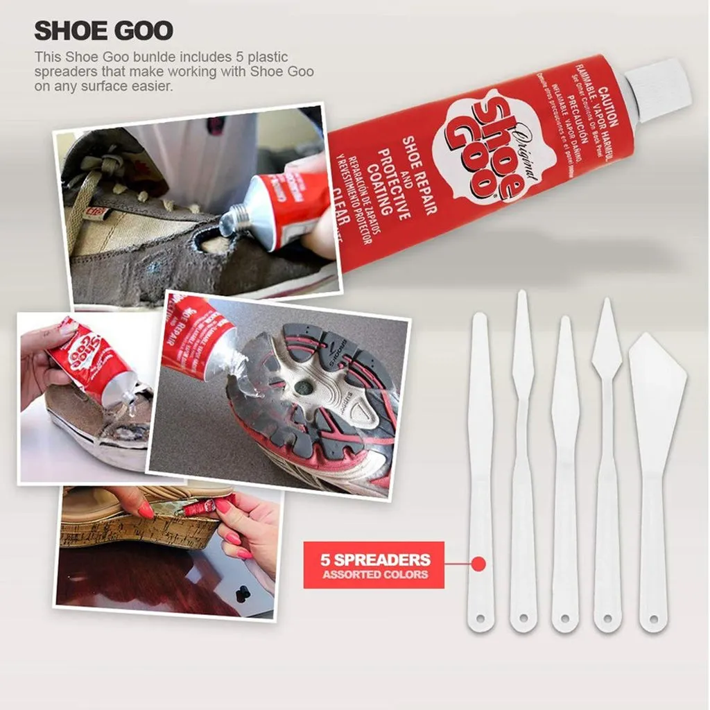 Shoe Goo Repair Adhesive Clear, 3.7oz. (109.4mL), Applicator Tips and Pixiss Spreader Tools Set