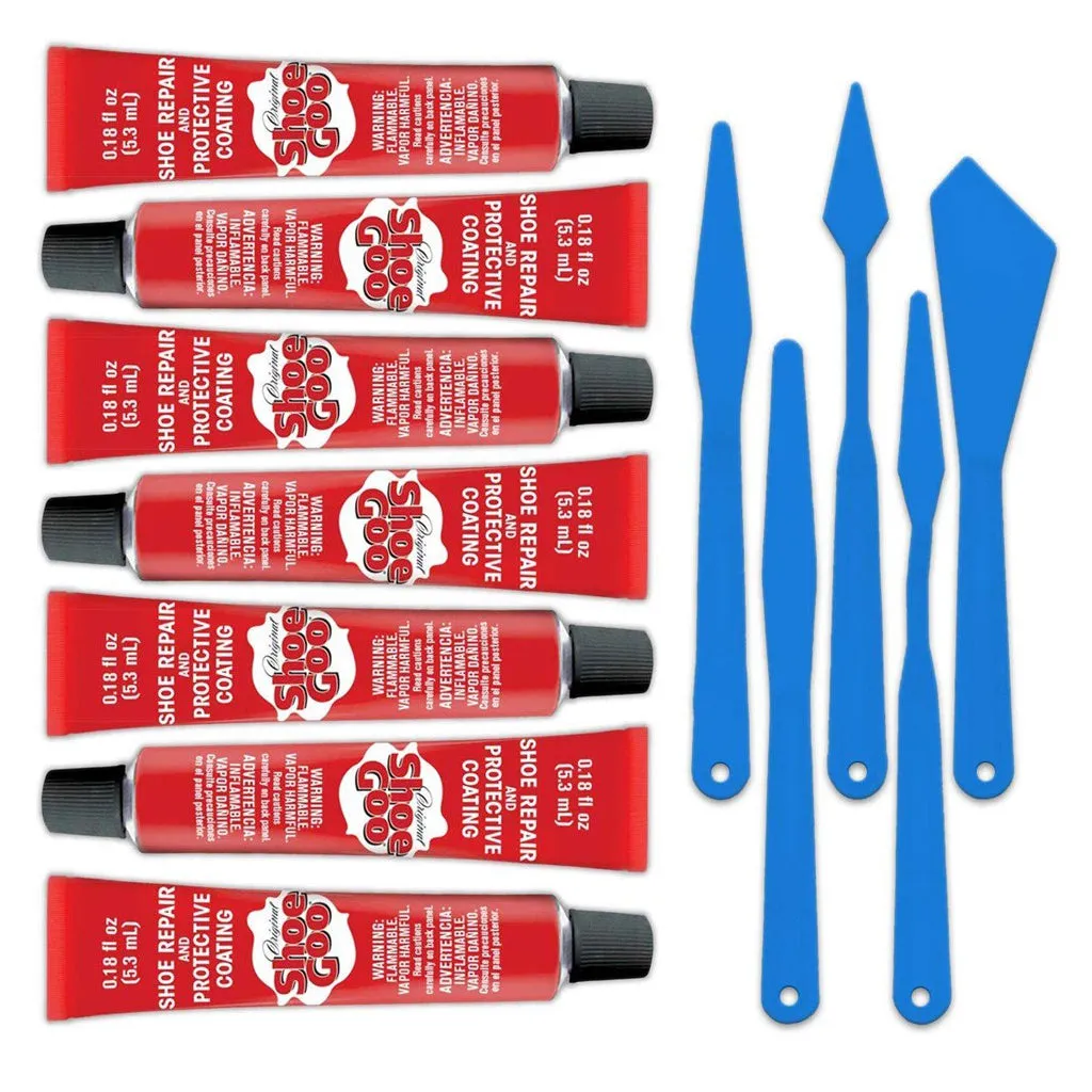 Shoe Goo Repair Adhesive - Clear, 7 Tubes, 0.18oz. - Bonus Spreaders