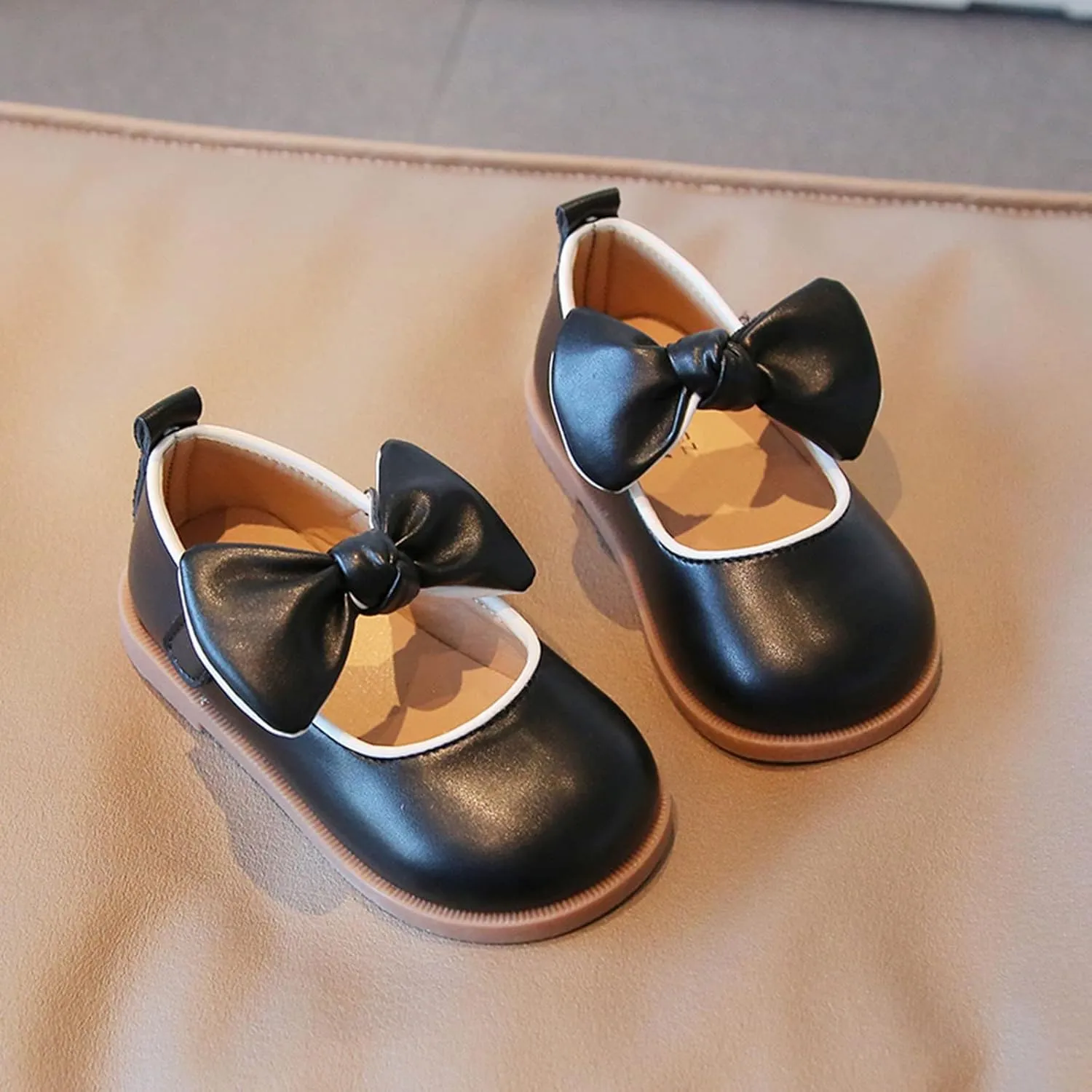 Shoes for Girls,Fashion Autumn Girls Casual Shoes Thick Sole Flat Round Toe Bow Lightweight Dress Shoes 1-6 Years