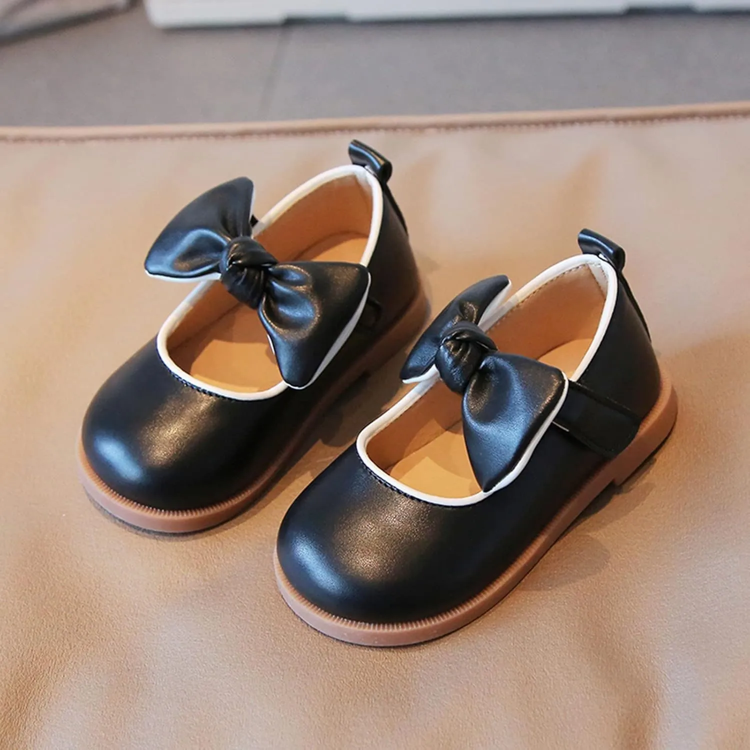 Shoes for Girls,Fashion Autumn Girls Casual Shoes Thick Sole Flat Round Toe Bow Lightweight Dress Shoes 1-6 Years