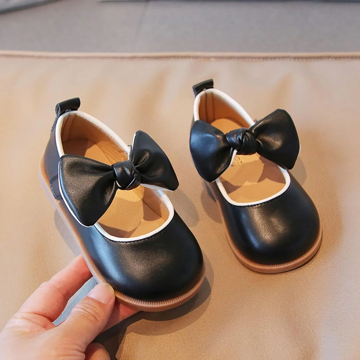 Shoes for Girls,Fashion Autumn Girls Casual Shoes Thick Sole Flat Round Toe Bow Lightweight Dress Shoes 1-6 Years