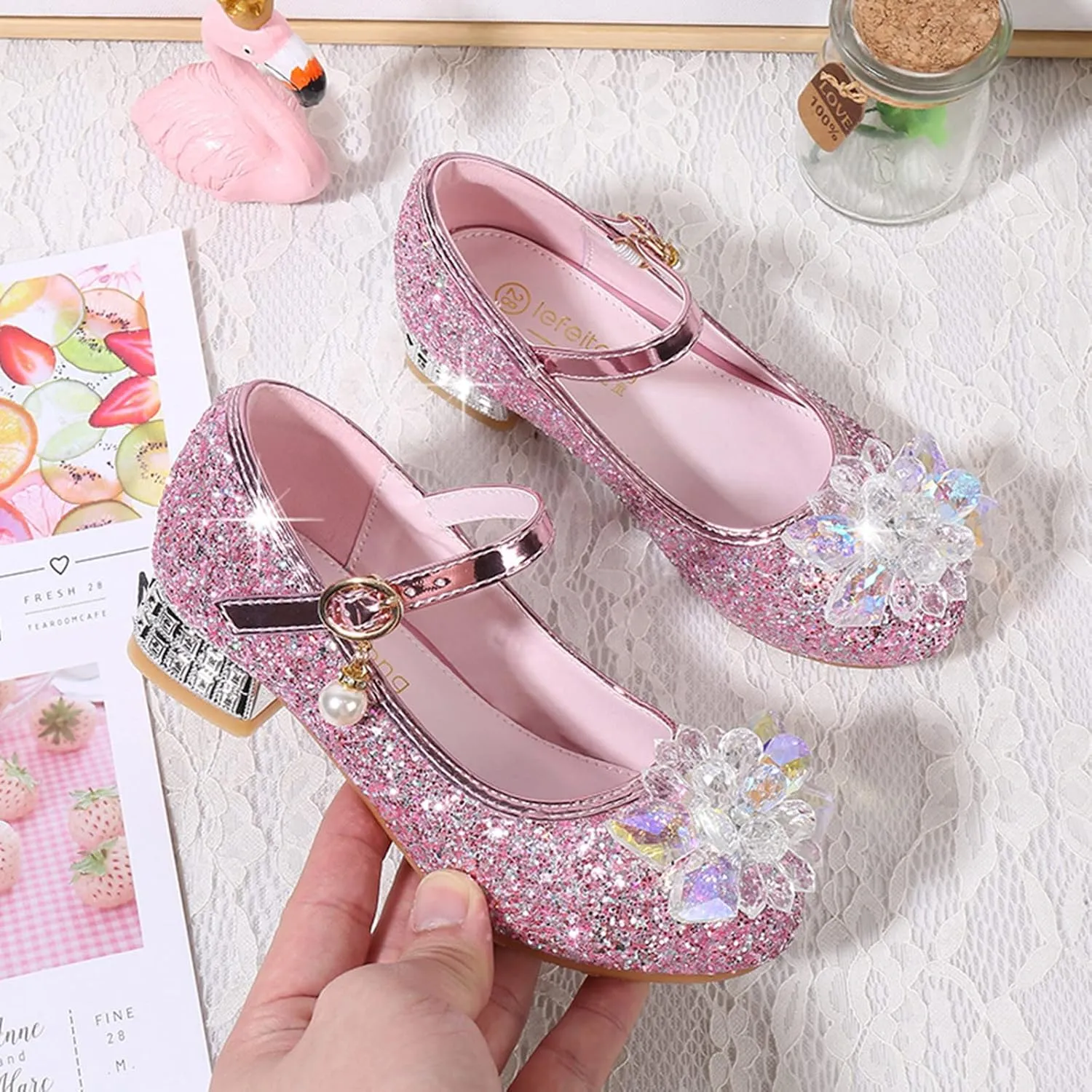 Shoes Low Heel Baby Girls Dress Shoes Cute Bowknot Sparkle Mary Jane Flower Girls Wedding Birthday Party Prom