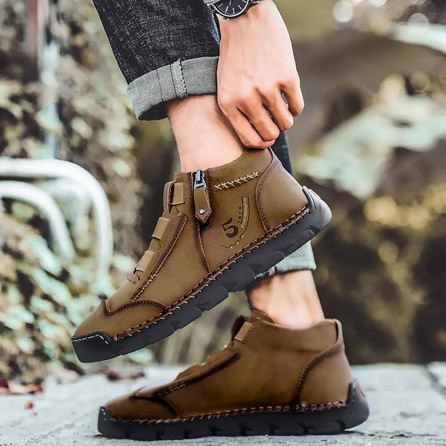 Slip on Walking Shoes for Men Casual Dressy Memory Foam Breathable Fashion High Top Sneakers Non Slip Arch Support Cushioning Training Gym Shoes Wide Width