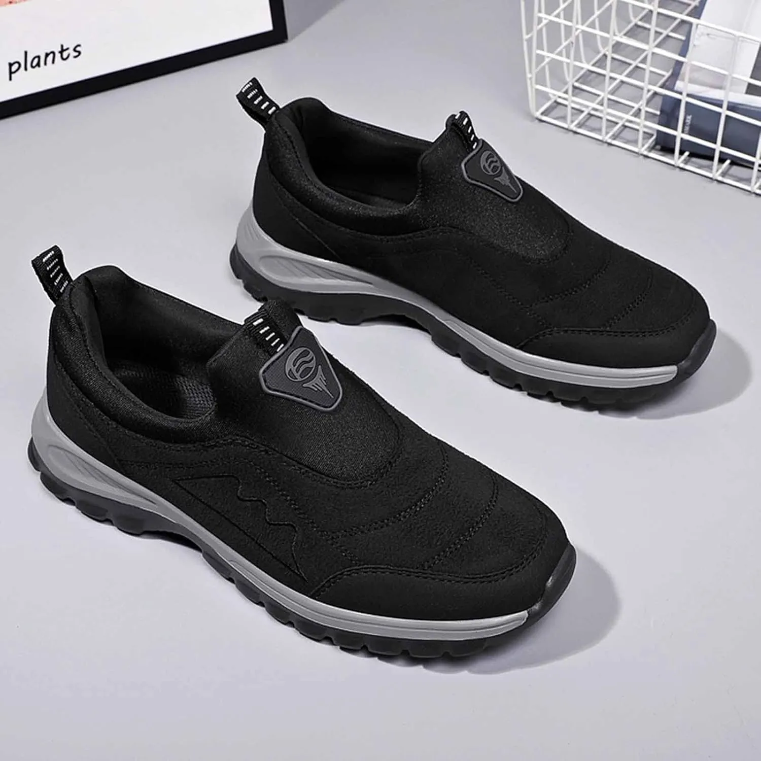 Slip on Walking Shoes for Men Comfort Memory Foam Breathable Mesh Fashion Sneakers Non Slip Arch Support Cushioning Training Gym Shoes Wide Width
