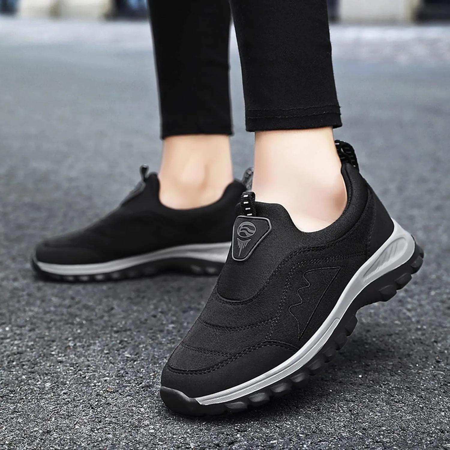 Slip on Walking Shoes for Men Comfort Memory Foam Breathable Mesh Fashion Sneakers Non Slip Arch Support Cushioning Training Gym Shoes Wide Width