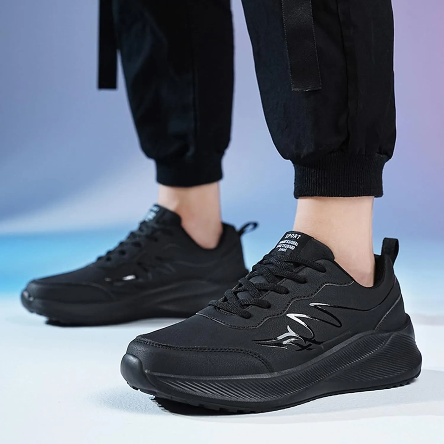 Slip on Walking Shoes for Men Comfort PU Leather Memory Foam Breathable Fashion Sneakers Non Slip Arch Support Cushioning Training Gym Shoes Wide Width