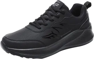 Slip on Walking Shoes for Men Comfort PU Leather Memory Foam Breathable Fashion Sneakers Non Slip Arch Support Cushioning Training Gym Shoes Wide Width