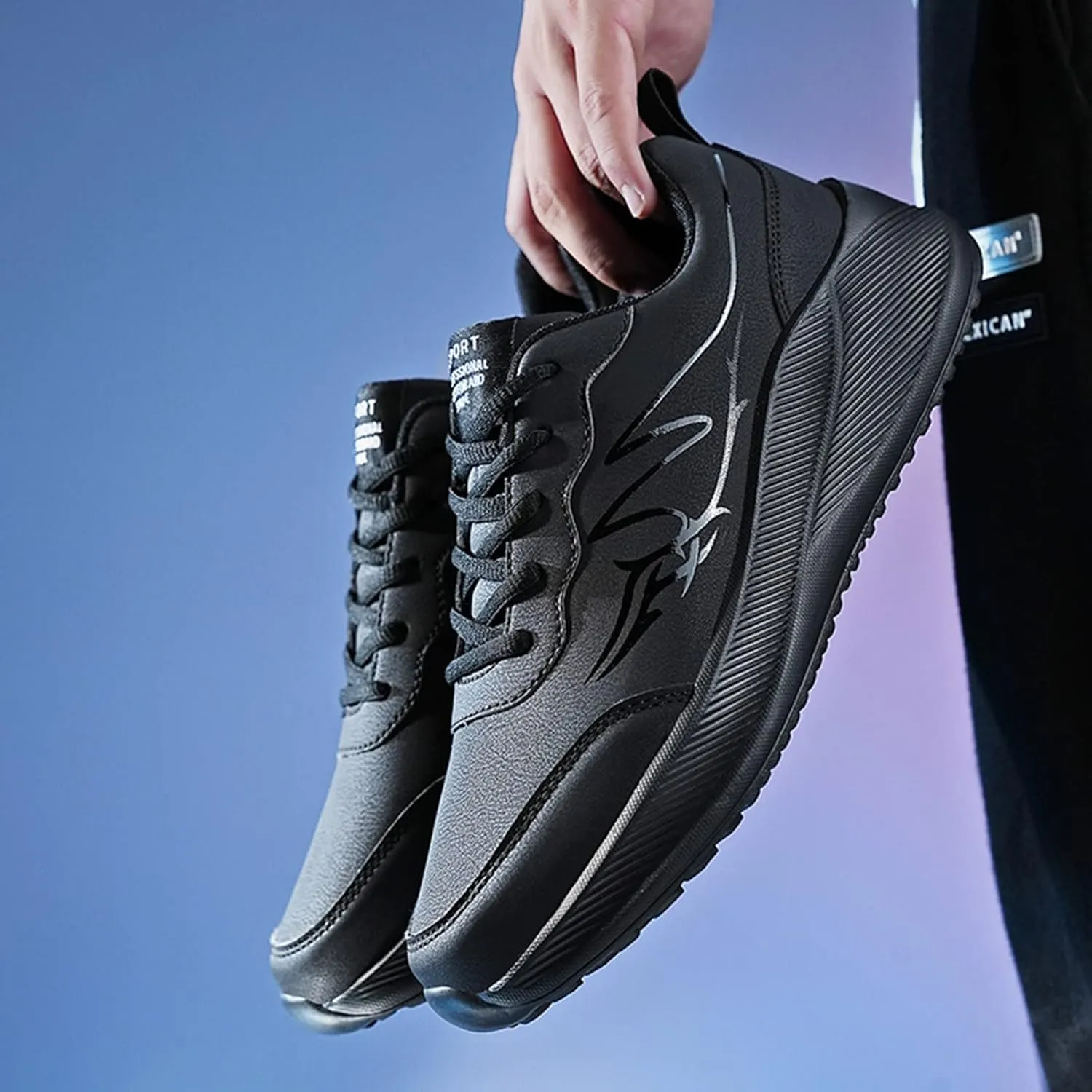 Slip on Walking Shoes for Men Comfort PU Leather Memory Foam Breathable Fashion Sneakers Non Slip Arch Support Cushioning Training Gym Shoes Wide Width