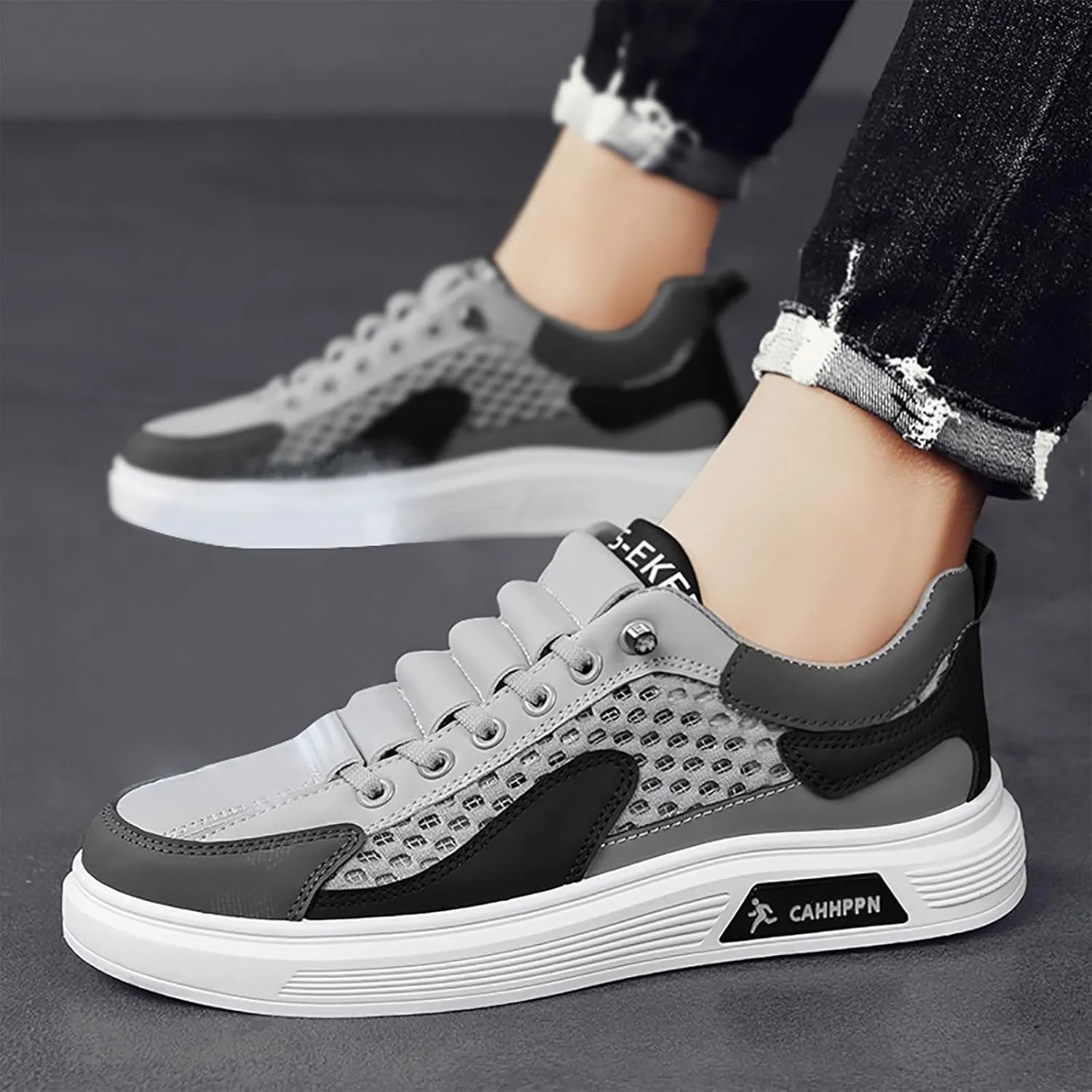 Slip on Walking Shoes for Men Comfortable Memory Foam Breathable Lightweight Fashion Sneakers Non Slip Arch Support Cushioning Training Gym Shoes Wide Width