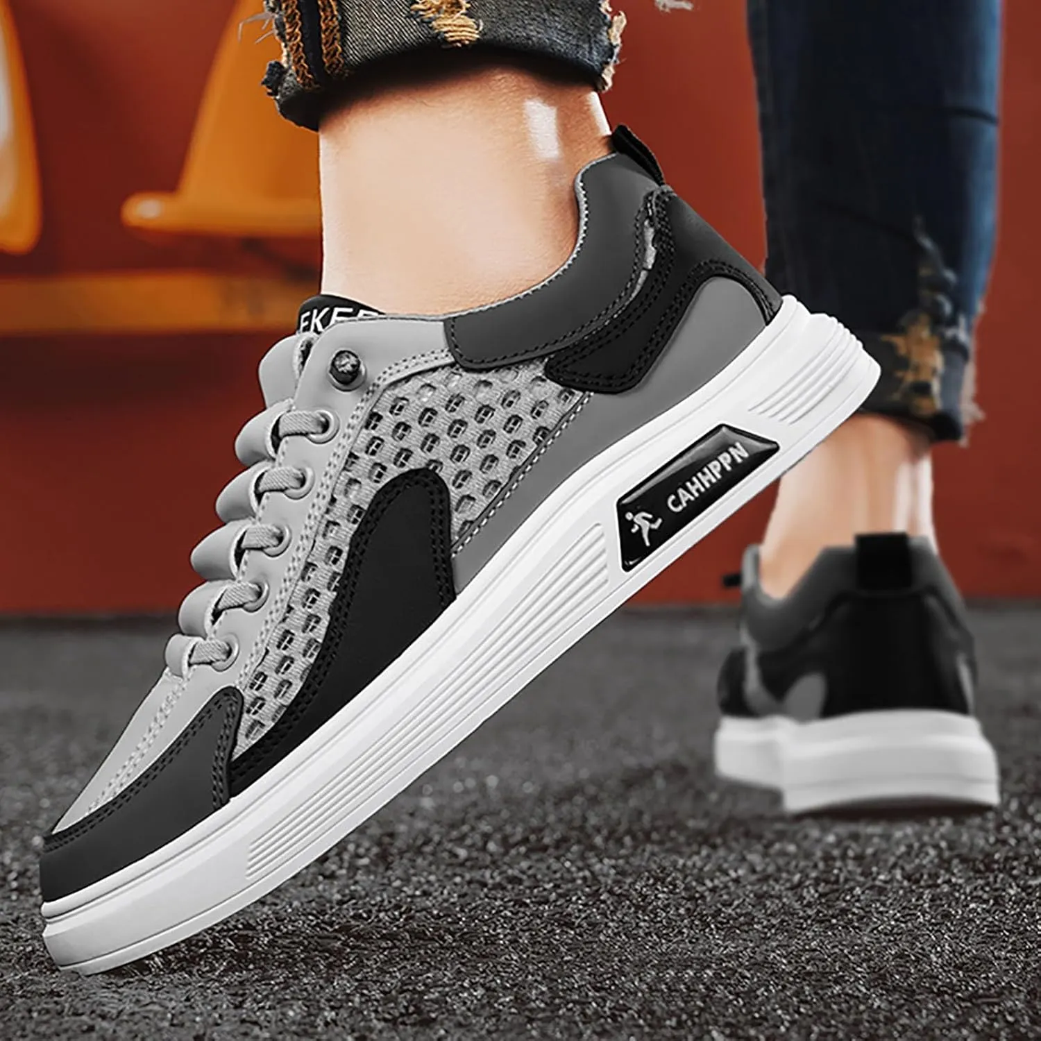 Slip on Walking Shoes for Men Comfortable Memory Foam Breathable Lightweight Fashion Sneakers Non Slip Arch Support Cushioning Training Gym Shoes Wide Width