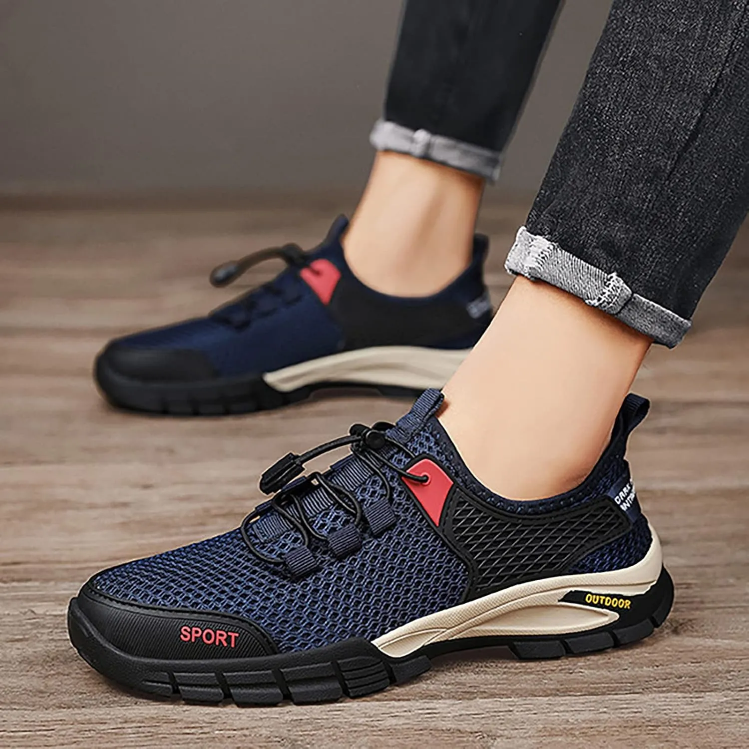 Slip on Walking Shoes for Men Comfortable Memory Foam Hiking Shoes Ultra Lightweight Breathable Fashion Sneakers Non Slip Arch Support Cushioning Training Gym Shoes Wide Width