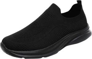 Slip on Walking Shoes for Men Comfy Knitted Memory Foam Breathable Fashion Sneakers Non Slip Arch Support Vacation Training Gym Shoes Wide Width