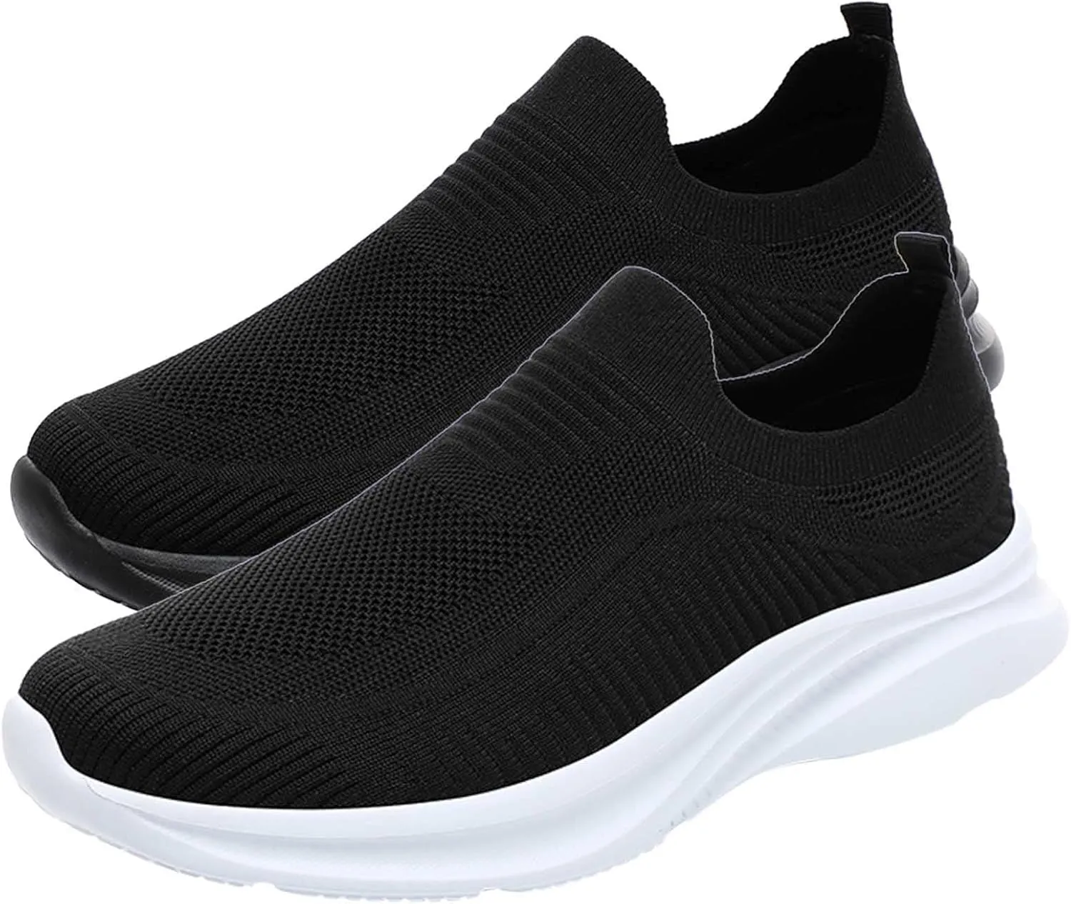 Slip on Walking Shoes for Men Comfy Knitted Memory Foam Breathable Fashion Sneakers Non Slip Arch Support Vacation Training Gym Shoes Wide Width
