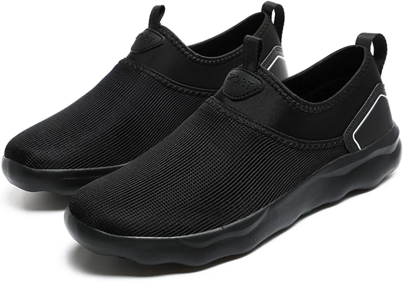 Slip on Walking Shoes for Men Comfy Knitted Memory Foam Breathable Mesh Fashion Sneakers Non Slip Arch Support Cushioning Training Gym Shoes Wide Width