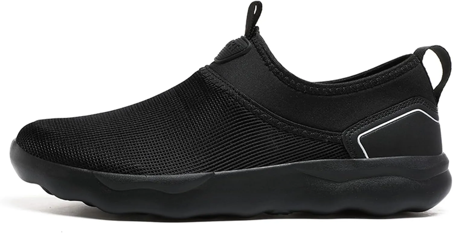 Slip on Walking Shoes for Men Comfy Knitted Memory Foam Breathable Mesh Fashion Sneakers Non Slip Arch Support Cushioning Training Gym Shoes Wide Width