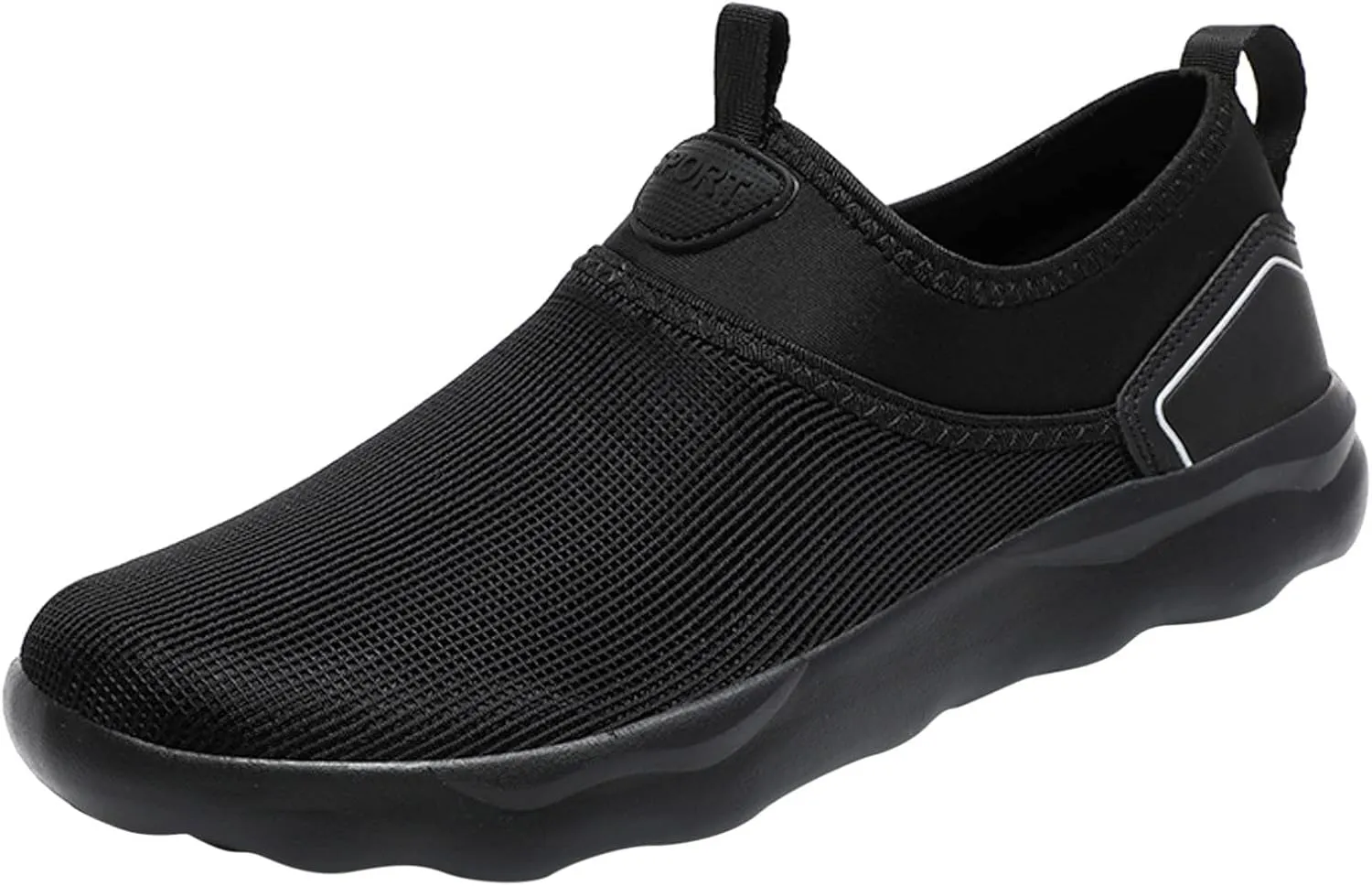 Slip on Walking Shoes for Men Comfy Knitted Memory Foam Breathable Mesh Fashion Sneakers Non Slip Arch Support Cushioning Training Gym Shoes Wide Width