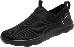 Slip on Walking Shoes for Men Comfy Knitted Memory Foam Breathable Mesh Fashion Sneakers Non Slip Arch Support Cushioning Training Gym Shoes Wide Width